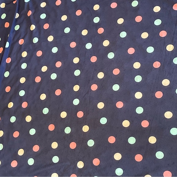 Navy Blue Polka-dot Print Multicolor Sheer Stretchy Fabric - Picture 2 of 3